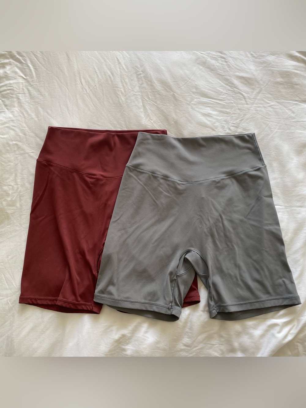 2 Sunzel High-Waist Bike Shorts - Wine Red & Charcoal Gray